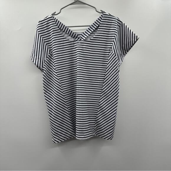 Helly Hansen Black & White Striped Short‎ Sleeve Strappy Back Top Size M - Picture 2 of 7